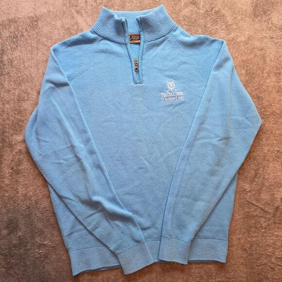 The Old Course St Andrews Links Other - The Old Course St Andrews Links Sweater Mens L Blue 1/4 Zip Wool Golf Pullover